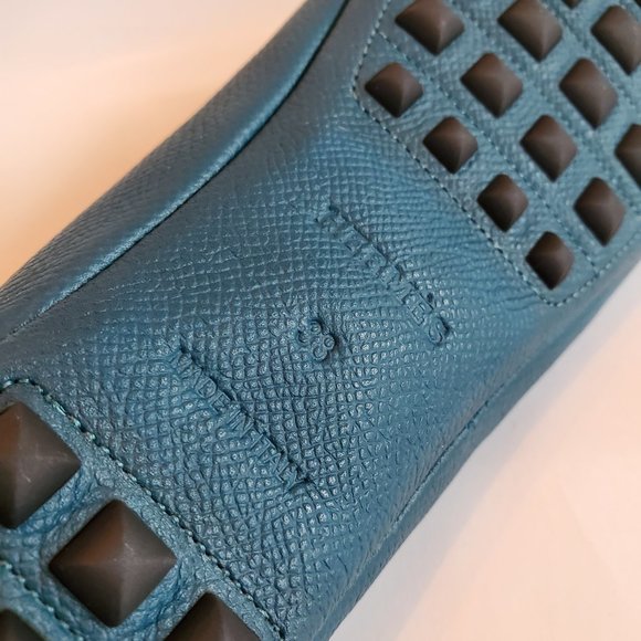 Like-New Hermes Liberty Epsom Calfskin Leather Blue Driving Flats Ballet Shoes - Picture 15 of 16